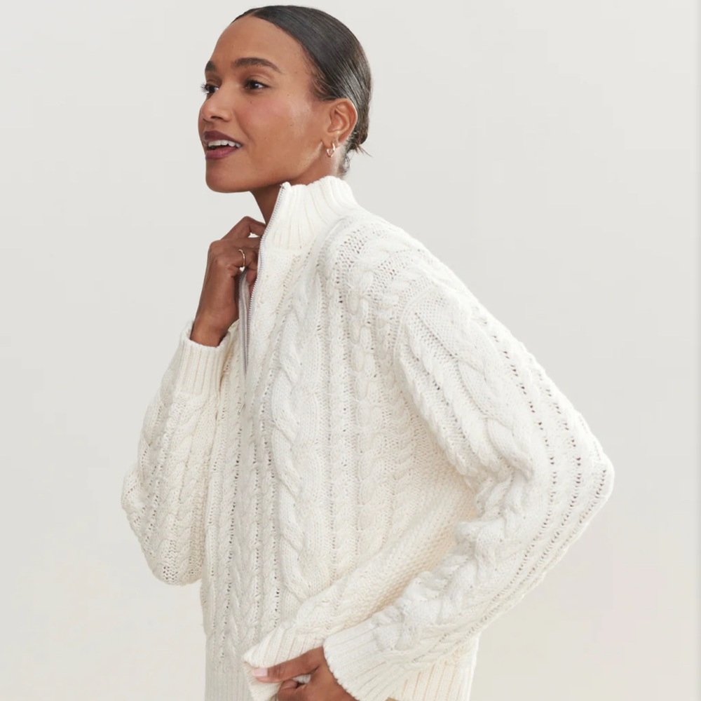 Jenni Kayne Cotton Cable Half Zip - M